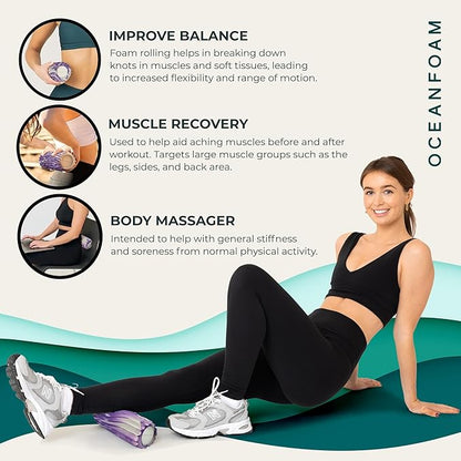 Oceanfoam Ripple Travel Foam Roller (11" x 3.35") Firm Mini Foam Roller for Physical Therapy, Deep