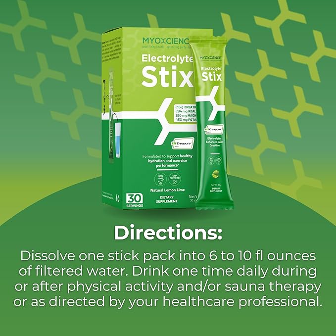 MYOXCIENCE Electrolyte STIX | Creatine Electrolyte Powder | Recovery from Exercise & Muscle