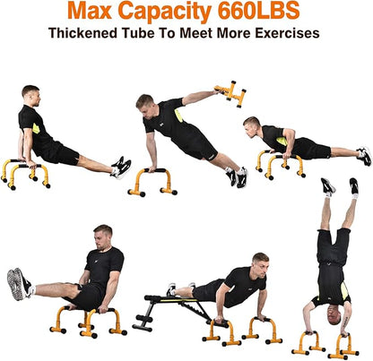Push Up Bar, Parallettes Bars For L-sit & Dip, Heavy-Duty No Wobbling Parallel Bars Stand For