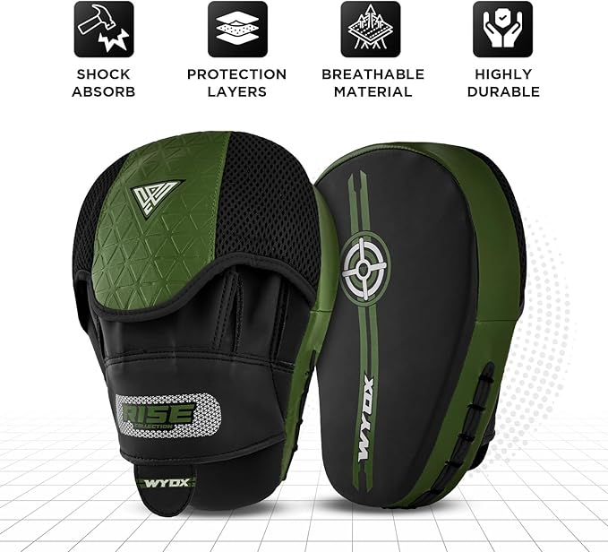 WYOX Curved Focus Mitts for Boxing & MMA | Durable PU Leather Punching Pads with Adjustable Strap |