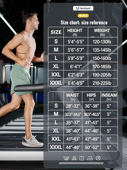 NORTHYARD Men's Running Athletic Shorts 5'' Workout Gym Tennis Short Quick Dry Lightweight Active