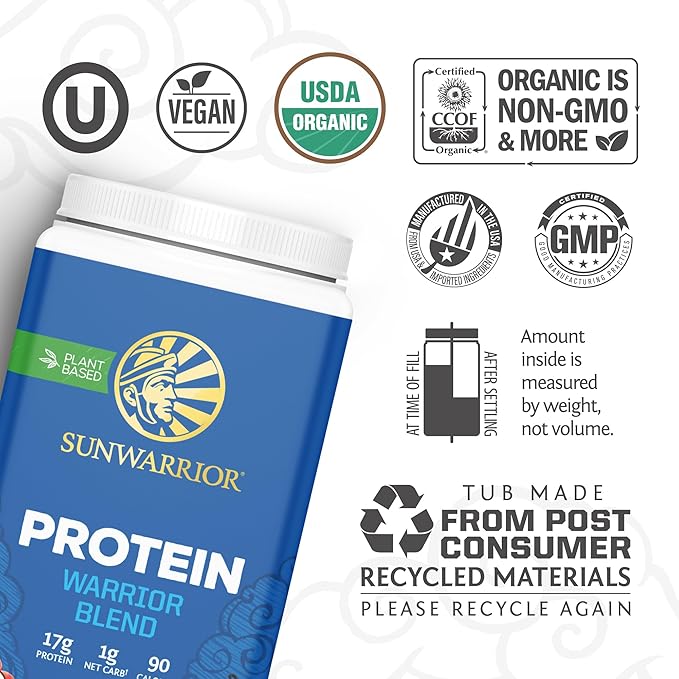 Sunwarrior Vegan Protein Powder Organic Plant-Based Protein | BCAA Amino Acids Hemp Seed Plant