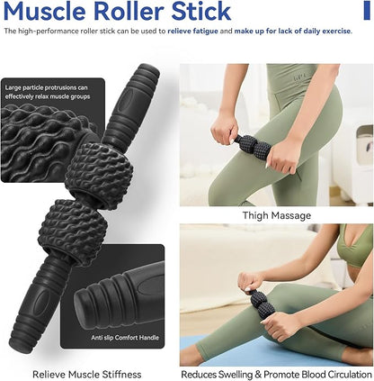 5 in 1 Foam Roller Set, High Density Foam Roller, Muscle Roller Stick, Massage Ball, Resistance