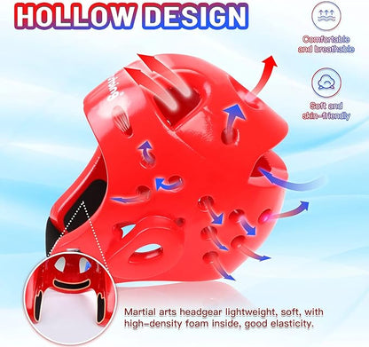 Kids Adults Karate Headgear MMA Martial Arts Helmet, Removable Face Shield, Soft Head Gear for