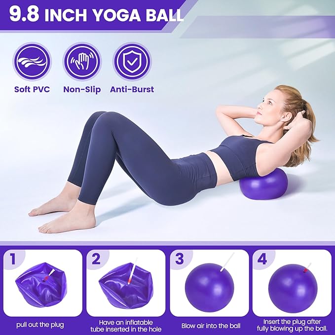 Home Pilates Essentials Kit for Women,Pilates Equipment Set with 9 Inch Yoga Ball,Figure 8
