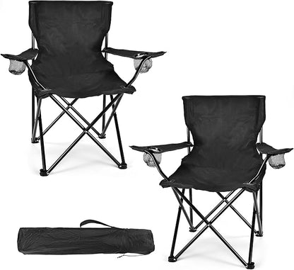 2 Pack Lightweight Camping Chairs for Adults & Teens, 250LBS Capacity Foldable Portable Chairs with