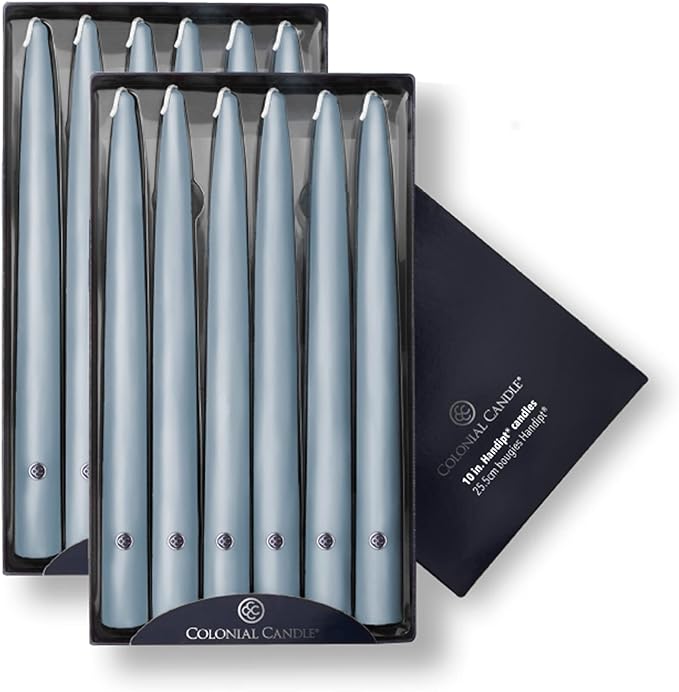 Colonial Candle Unscented Taper Candle, Handipt Collection, Wedgewood, 10 In, Pack of 12 - Up to 8