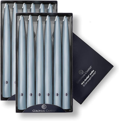 Colonial Candle Unscented Taper Candle, Handipt Collection, Wedgewood, 10 In, Pack of 12 - Up to 8