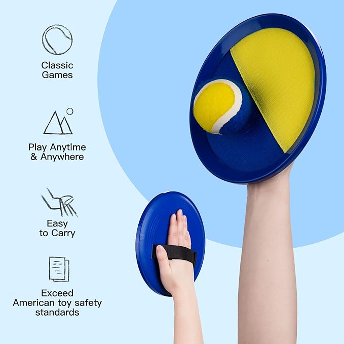 EVERICH Upgraded Toss and Catch Ball Game Set - Indoor and Outdoor Games for Kids 3-12, Beach Sand