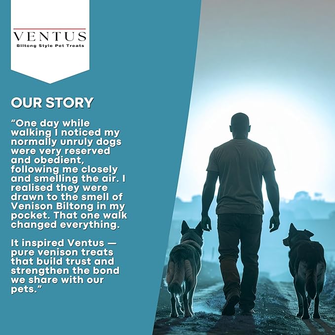 VENTUS Jerky Crunch Bars - Single Ingredient Venison Jerky Dog Training Treats, Healthy Air Dried