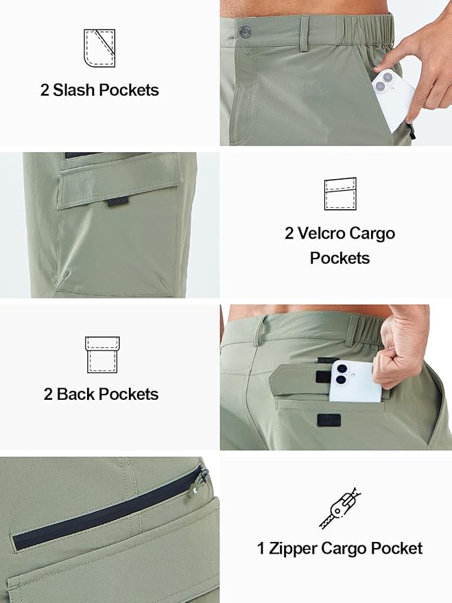 NORTHYARD Men's Cargo Hiking Shorts 9" Lightweight Outdoor Tactical Work Camping Sport Golf Casual