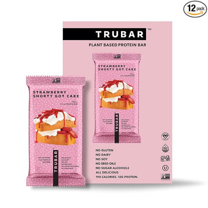 TRUBAR Vegan Protein Bar, Strawberry Shorty Got Cake, Gluten Free, Plant Based Protein, Dairy Free