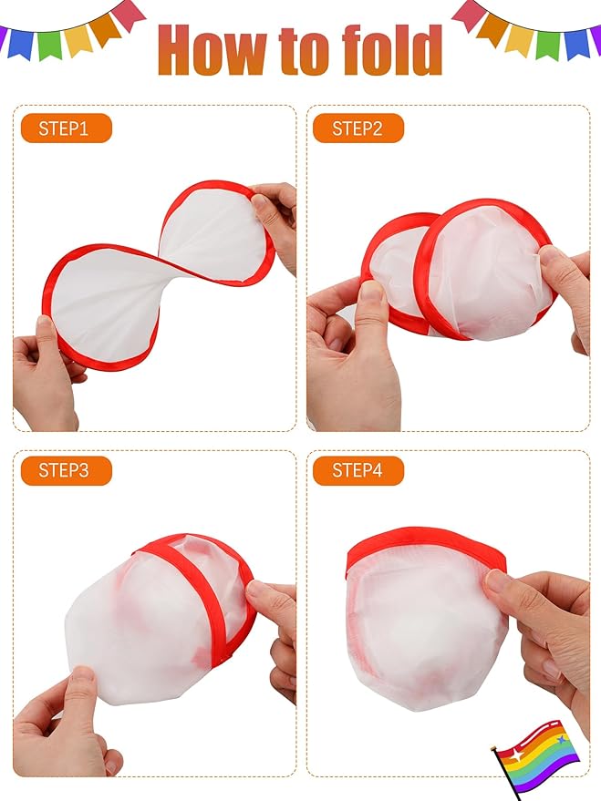 Gejoy Foldable Flying Disc Fans Bulk with Bags 9.8 Inch DIY Sublimation Handheld Cooling Fan Beach