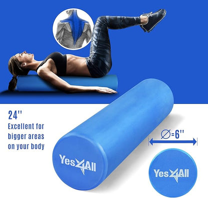 Yes4All EVA Firm Foam Roller for Back - Round Back Roller for Exercise, Yoga & Pilates 12/18/24/36