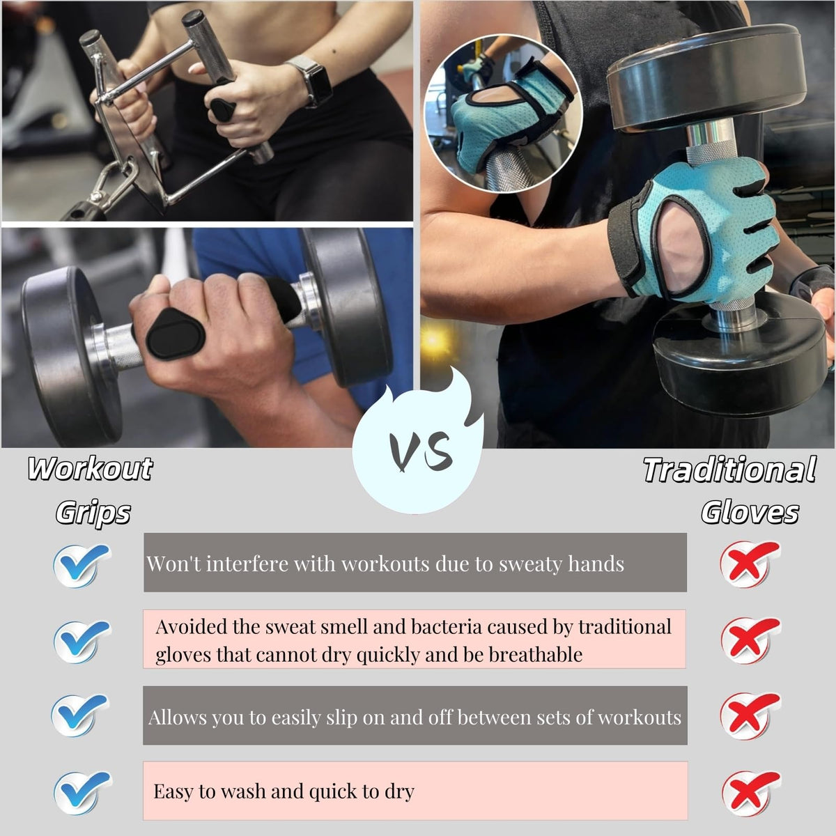 Jopplim Anti-Slip Workout Grips, Ergonomic Alternative to Workout Gloves