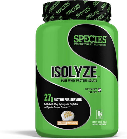 Species Nutrition Isolyze Whey Protein Powder, 100% Whey Isolate for Muscle Building, 27.5g Protein