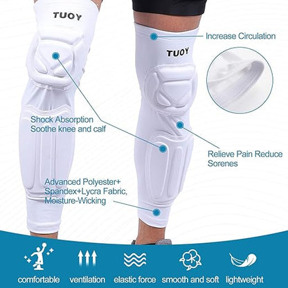 TUOY Knee Pad Shin Guard Pads, Protective Shin/Knee Pad Support Sleeve for Soccer, Football