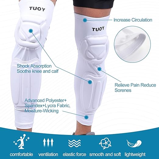 TUOY Knee Pad Shin Guard Pads, Protective Shin/Knee Pad Support Sleeve for Soccer, Football