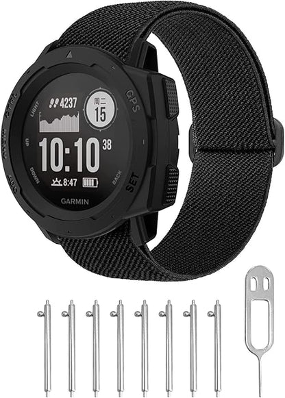 5 Packs Stretchy Nylon Bands Compatible with Garmin Instinct/Instinct 2 Solar, 22mm Sport