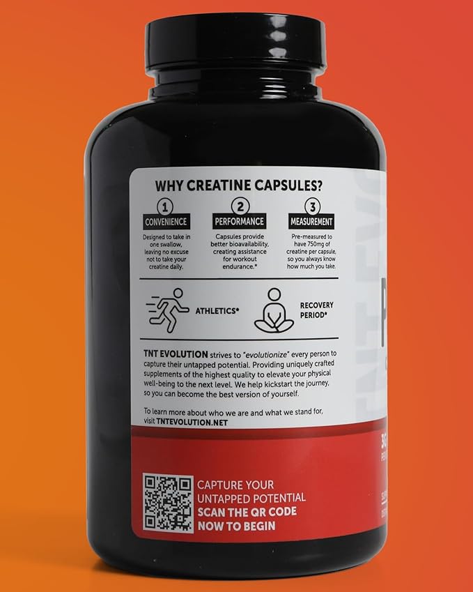 Creatine Monohydrate Capsules – 750mg Capsule for Men & Women – 60 Serving – Pure Micronized