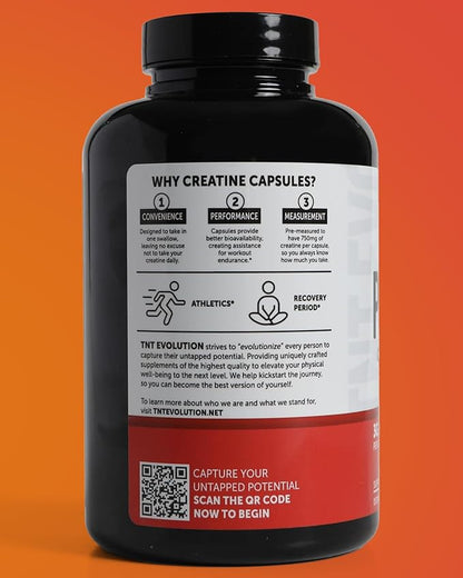 Creatine Monohydrate Capsules – 750mg Capsule for Men & Women – 60 Serving – Pure Micronized