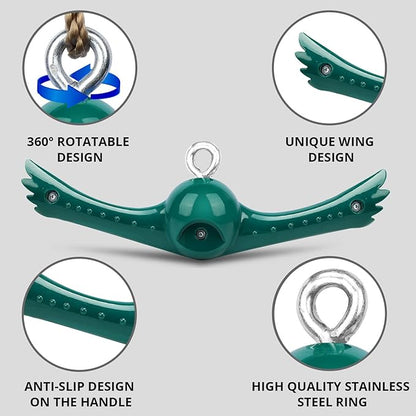Swing Spins Set: 360° Handle Twist-Spin Flips Toy - Slackline Attachments Activate Play Powers