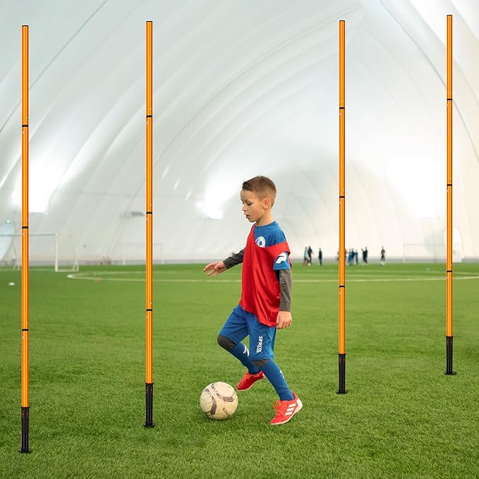 Soccer Agility Training Equipment: 6 Soccer Agility Poles, 20ft Agility Ladder, 10 Soccer Cones, 1
