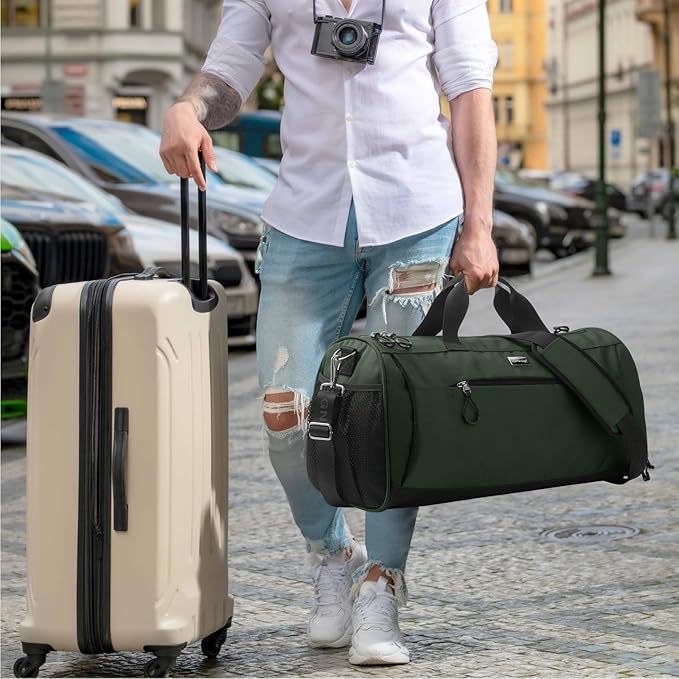 TOPDesign Gym Bag for Women & Men, Unisex Duffel Bag with Shoe Compartment & Wet Pocket for Travel