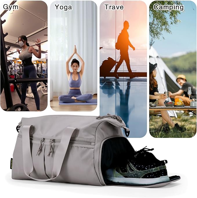 Weekender Duffel Bag with Shoe Compartment And Wet Pocket-Luggage Everyday Overnight Bag for Men