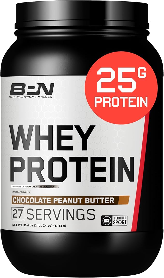 BARE PERFORMANCE NUTRITION, BPN Whey Protein + Casein Protein Powder Blend, Chocolate Peanut