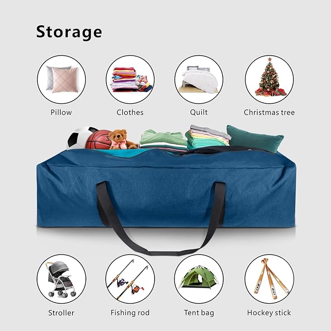 TOPDesign 46 Inch Extra Large Zippered Duffel Bag for Travel Camping Sports Equipment Storage