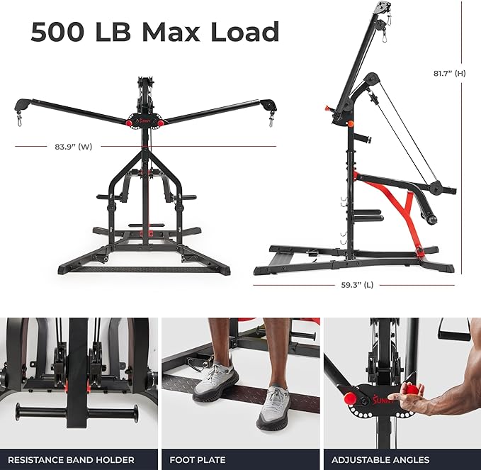 Sunny Health & Fitness Multifunctional Strength Training Home Gym ??Complete Workout Equipment with