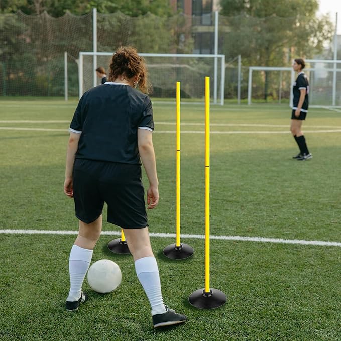 TNZMART 4.9FT Training Agility Poles Set Detachable Soccer Training Sticks Slalom Poles with 10