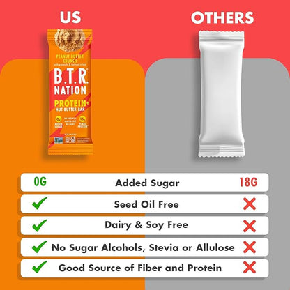 B.T.R Nation Vegan Keto Plant Based High Protein & HIgh Fiber Bars - Peanut Butter Crunch Protein+
