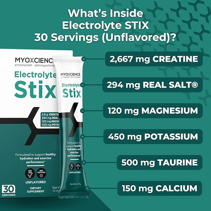 MYOXCIENCE Electrolyte STIX | Creatine Electrolyte Powder | Recovery from Exercise & Muscle