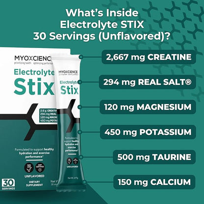MYOXCIENCE Electrolyte STIX | Creatine Electrolyte Powder | Recovery from Exercise & Muscle