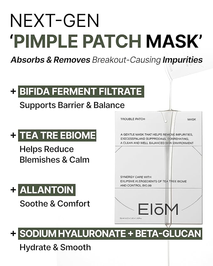 Trouble Patch Mask | Korean Face Mask ??Hydrating & Acne Face Mask for Blemish-Prone Skin, Calming
