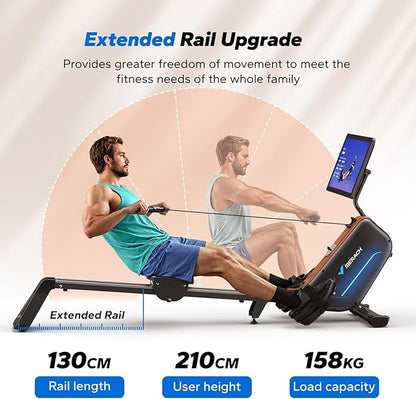 MERACH Rowing Machines for Home, Powerful Electromagnetic Row Machine with 51.2" Extended Rail