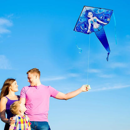 HONBO Large Mermaid Kite for Kids & Adults, Easy to Fly Delta Kite, Beginner Kite for Girls &Boys