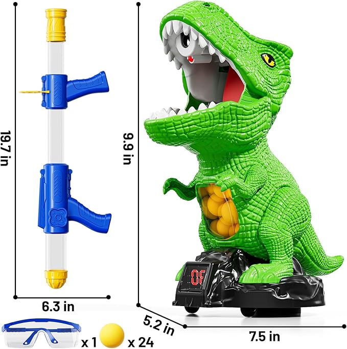 Moveable Dinosaur Shooting Toys for Kids 3-8 Years, Movable Shooting Target Toy with Air Pump Guns