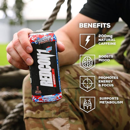REDCON1 Energy High Performance Drink, Freedom Frost - Zero Sugar Energy Drink with Alpha GPC