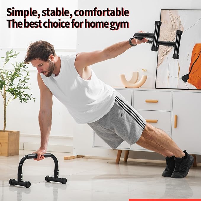 Push Up Bar, Parallettes Bars For L-sit & Dip, Heavy-Duty No Wobbling Parallel Bars Stand For
