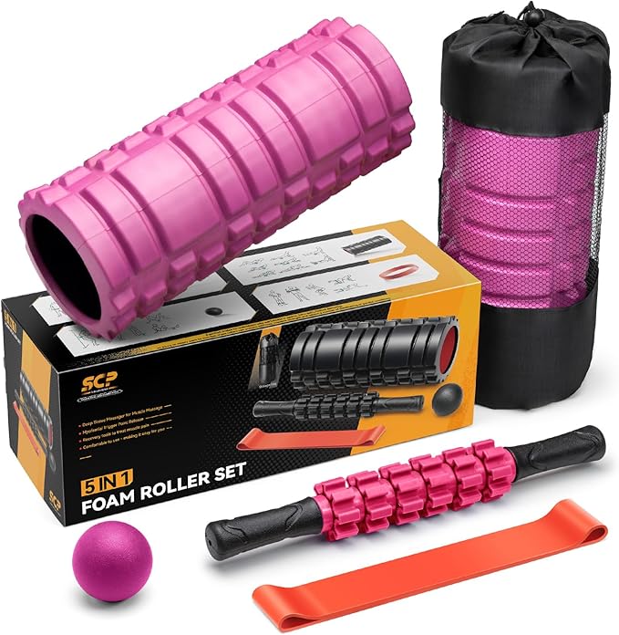 5 in 1 Foam Roller Set for Deep Tissue Muscle Massage, High Density Fitness Exercise Foam Roller
