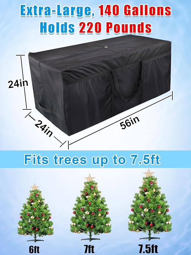 140 Gallon Extra Large Storage Bag for Aboveground Pools - Heavy-duty Pool Cover Storage with 4