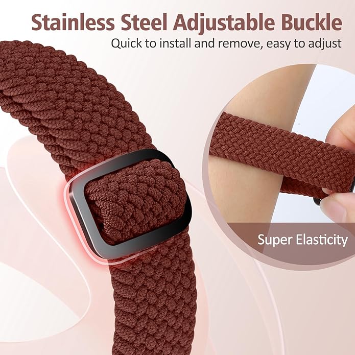 Elastic Braided Bands Compatible with Fitbit Charge 5/Fitbit Charge 6 for Women Men, Breathable