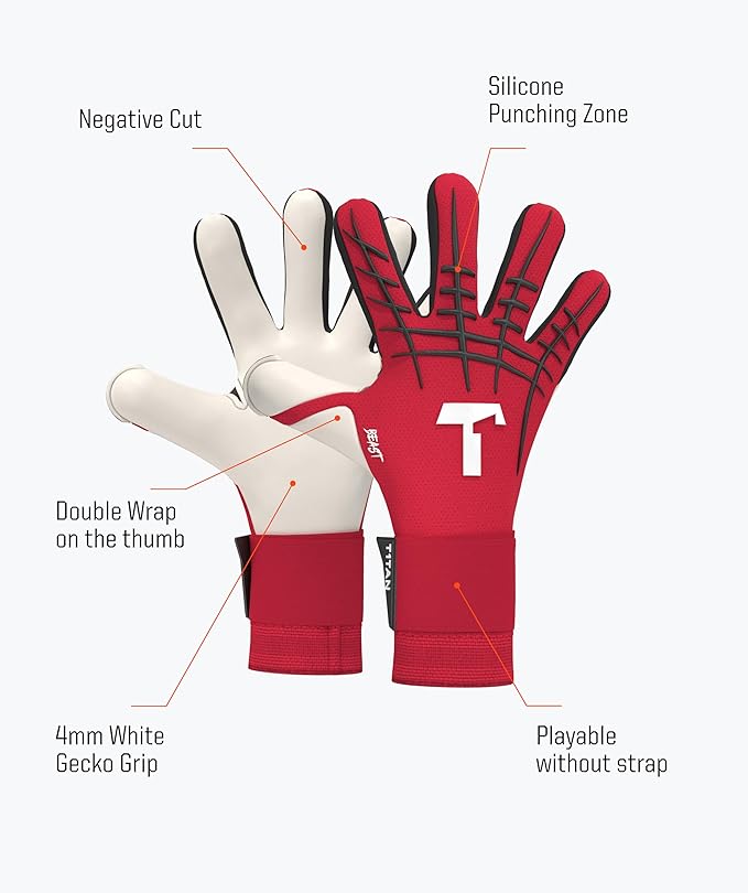 T1TAN Beast Goalkeeper Gloves - Without Finger Protection - Soccer Goalie Gloves Adult