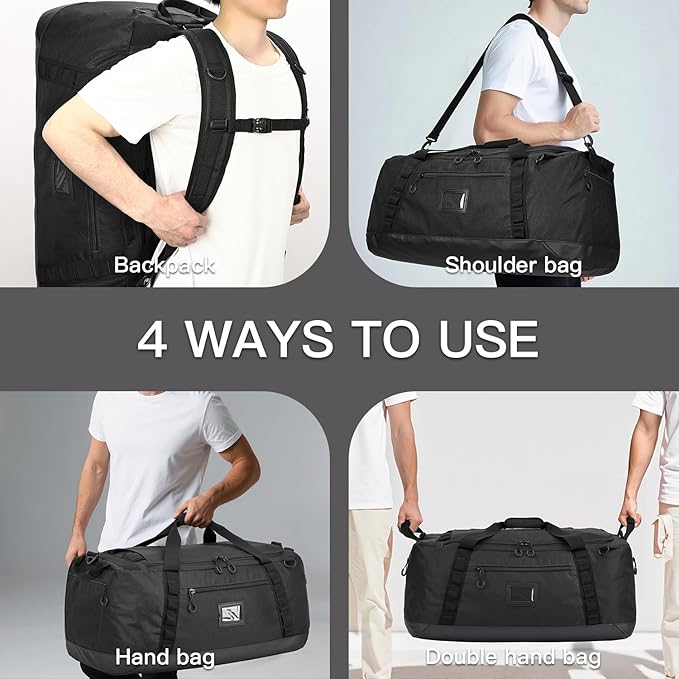 TUGUAN Extra Large Travel Duffle Bag Backpack for Men with Adjustable Dividers 120L Big Weekend