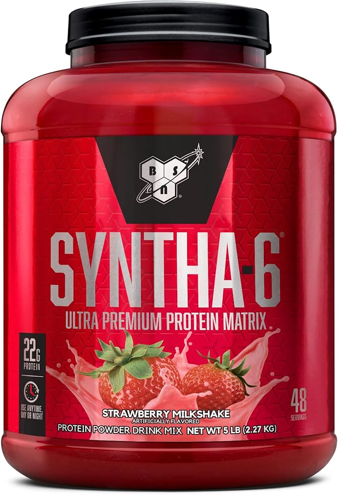 BSN SYNTHA-6 Whey Protein Powder with Micellar Casein, Milk Isolate, Strawberry Milkshake, 48