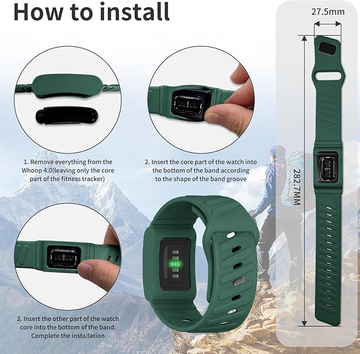 Silicone Sport Band Compatible with Whoop 4.0 Band for Men Women,Soft Comfort Durable Replacement