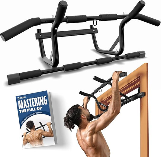 DMoose Fitness Pull Up Bar for Doorway - Upto 250 Lbs Capacity, No Screwing or Slipping, Hanging